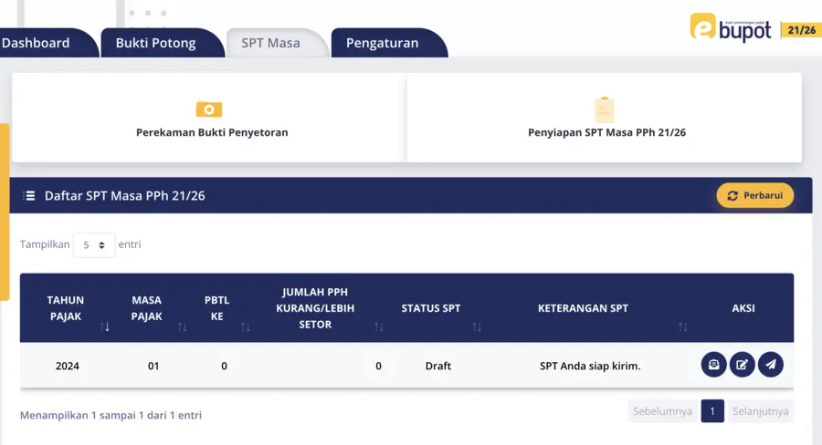 buat spt ebupot 21:26 5