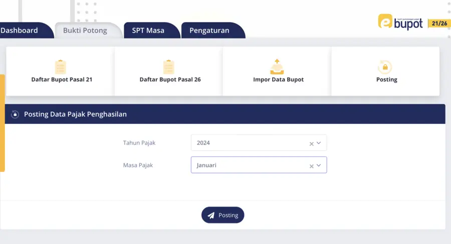 buat spt ebupot 21/26